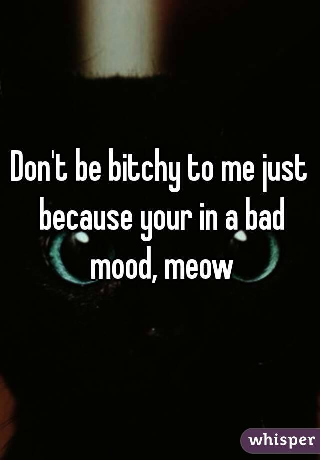 Don't be bitchy to me just because your in a bad mood, meow