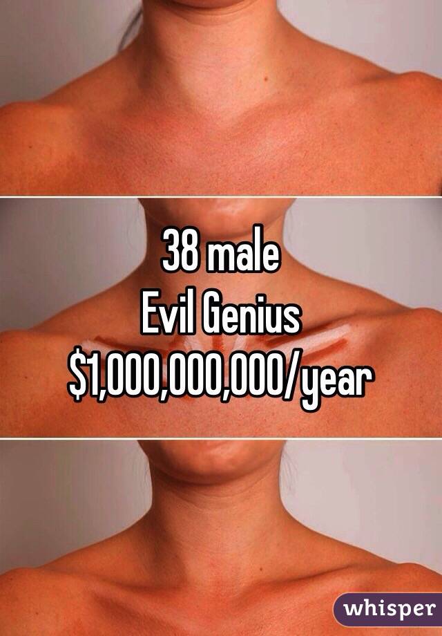 38 male
Evil Genius
$1,000,000,000/year