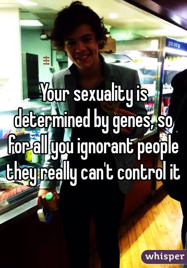 Your sexuality is determined by genes, so for all you ignorant people they really can't control it