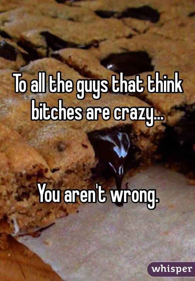 To all the guys that think bitches are crazy...


You aren't wrong.