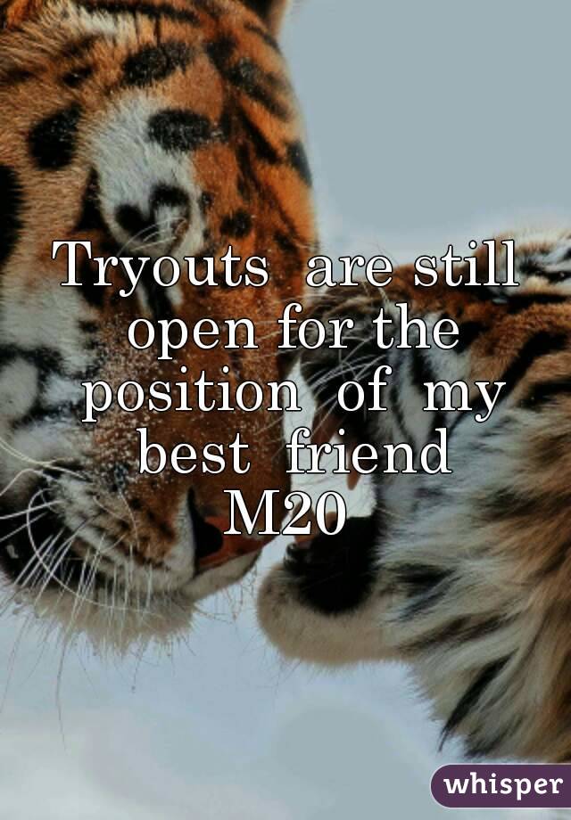 Tryouts  are still open for the position  of  my best  friend
M20