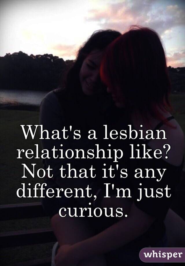 What's a lesbian relationship like? Not that it's any different, I'm just curious. 