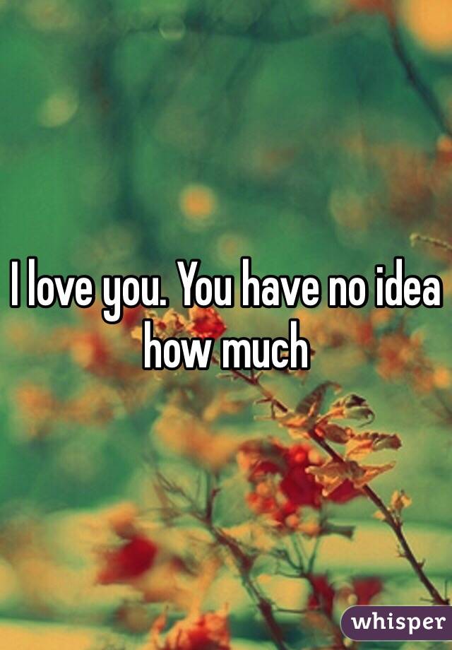 I love you. You have no idea how much