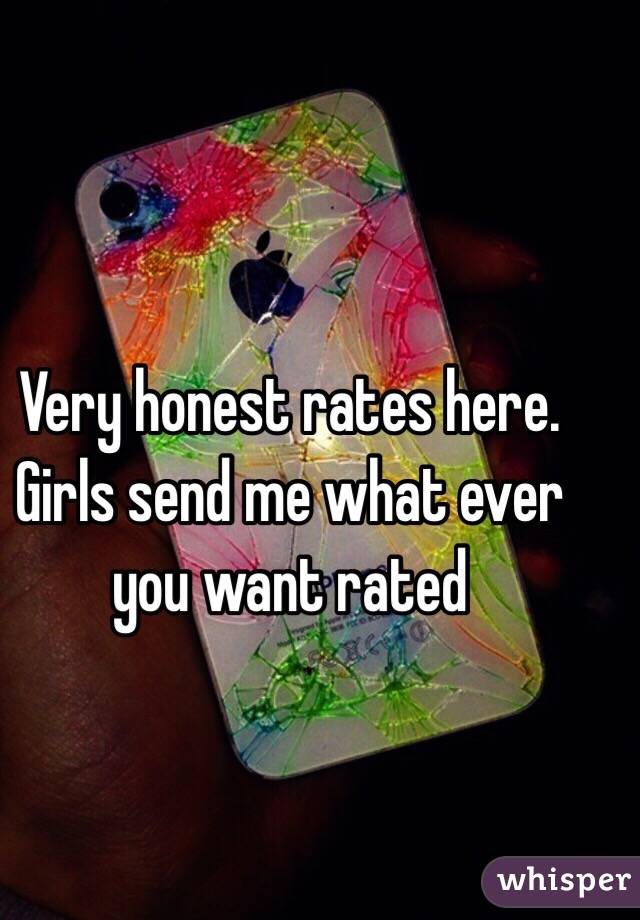 Very honest rates here.   Girls send me what ever you want rated