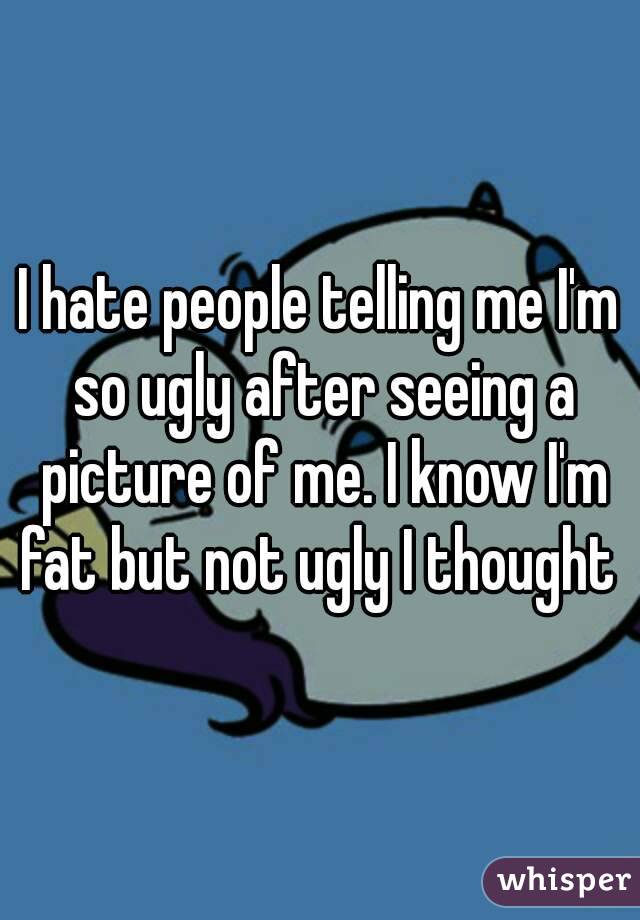 I hate people telling me I'm so ugly after seeing a picture of me. I know I'm fat but not ugly I thought 