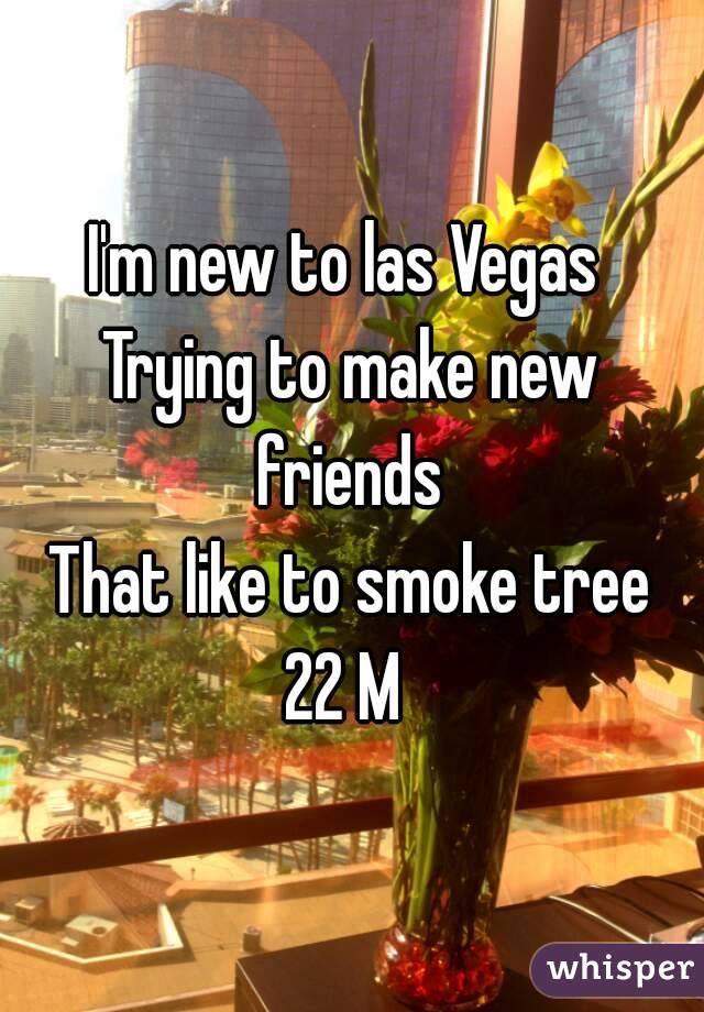 I'm new to las Vegas 
Trying to make new friends 
That like to smoke tree
22 M 