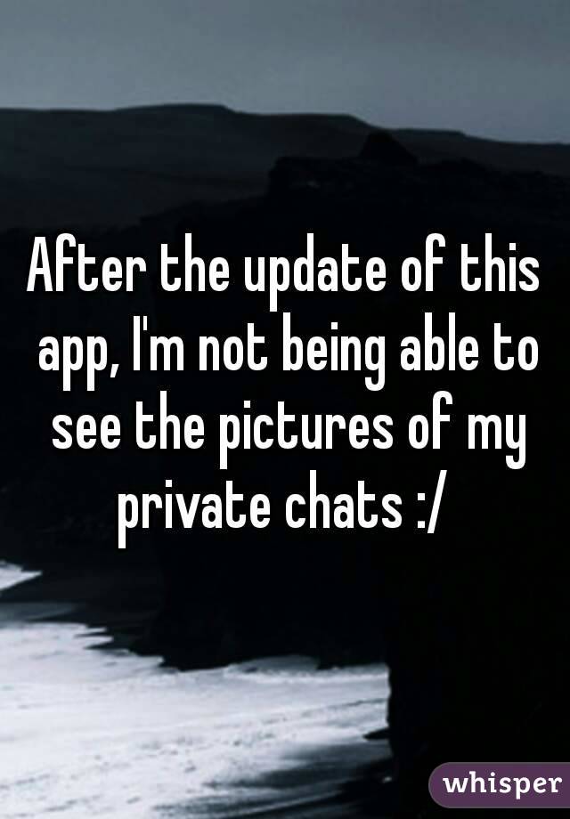 After the update of this app, I'm not being able to see the pictures of my private chats :/ 