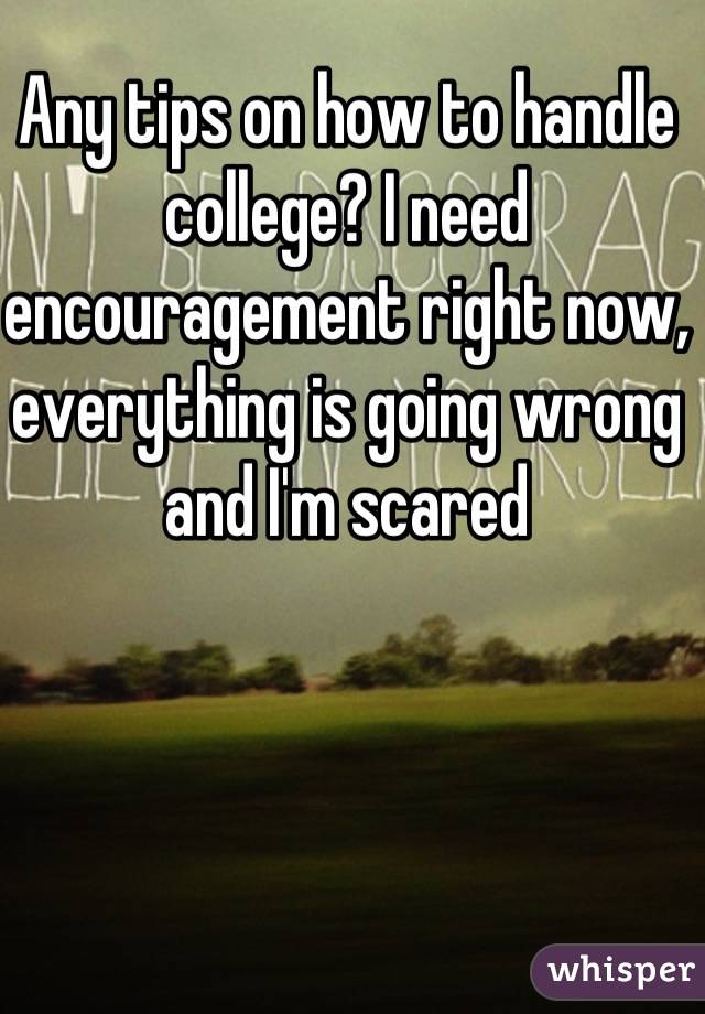 Any tips on how to handle college? I need encouragement right now, everything is going wrong and I'm scared