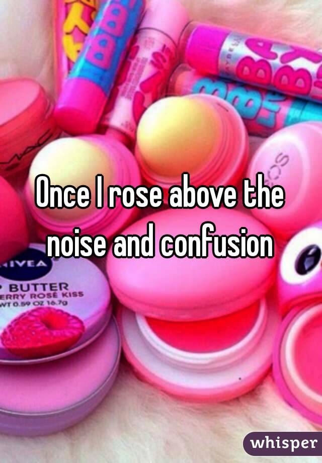 Once I rose above the noise and confusion 