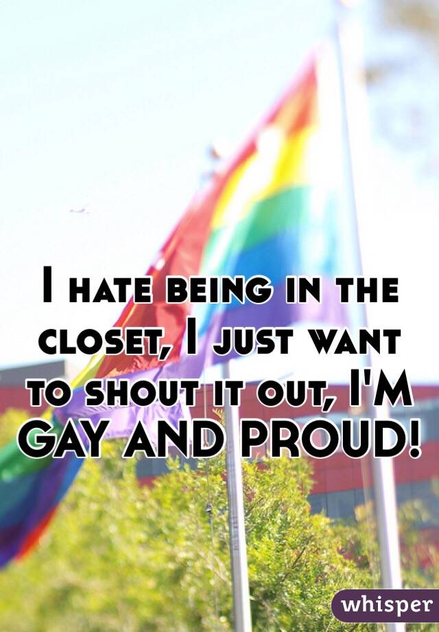 I hate being in the closet, I just want to shout it out, I'M GAY AND PROUD! 