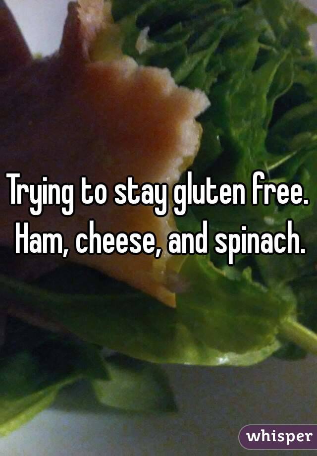 Trying to stay gluten free. Ham, cheese, and spinach.