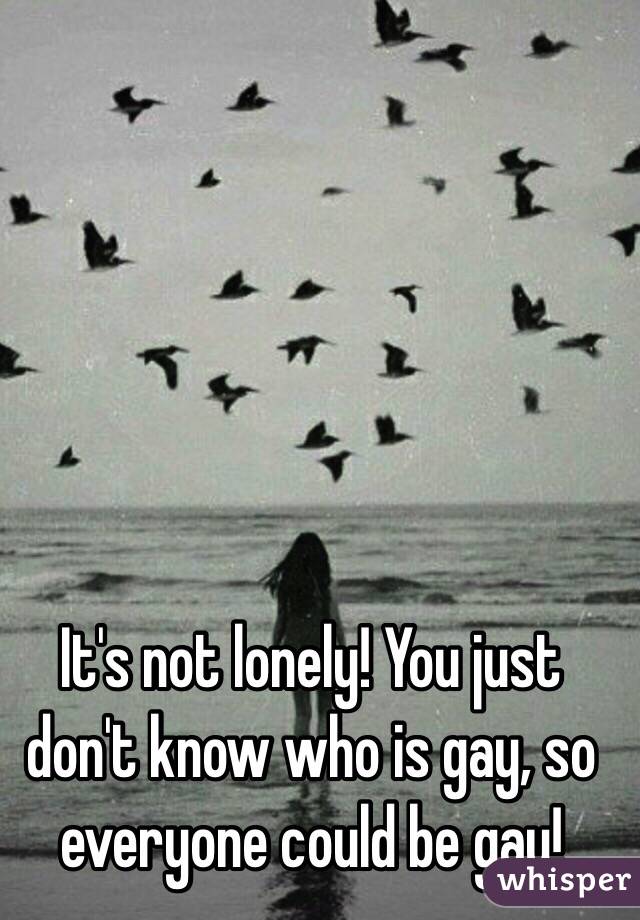 It's not lonely! You just don't know who is gay, so everyone could be gay!