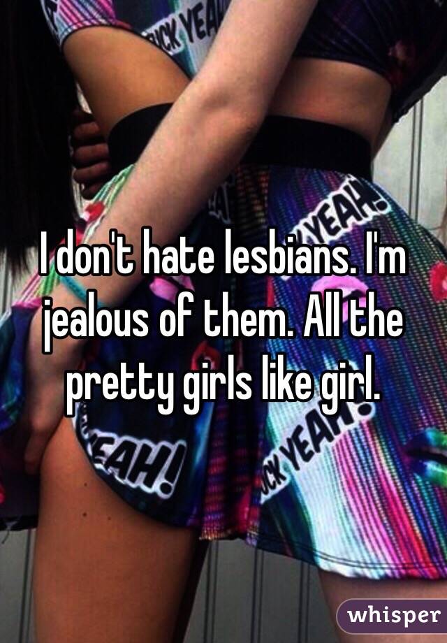 I don't hate lesbians. I'm jealous of them. All the pretty girls like girl. 