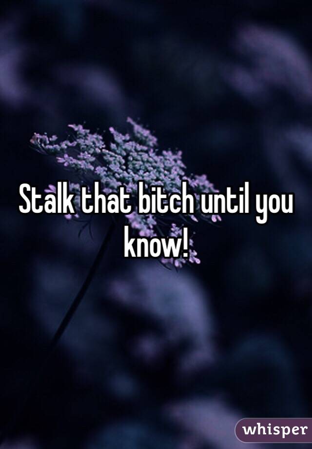 Stalk that bitch until you know!