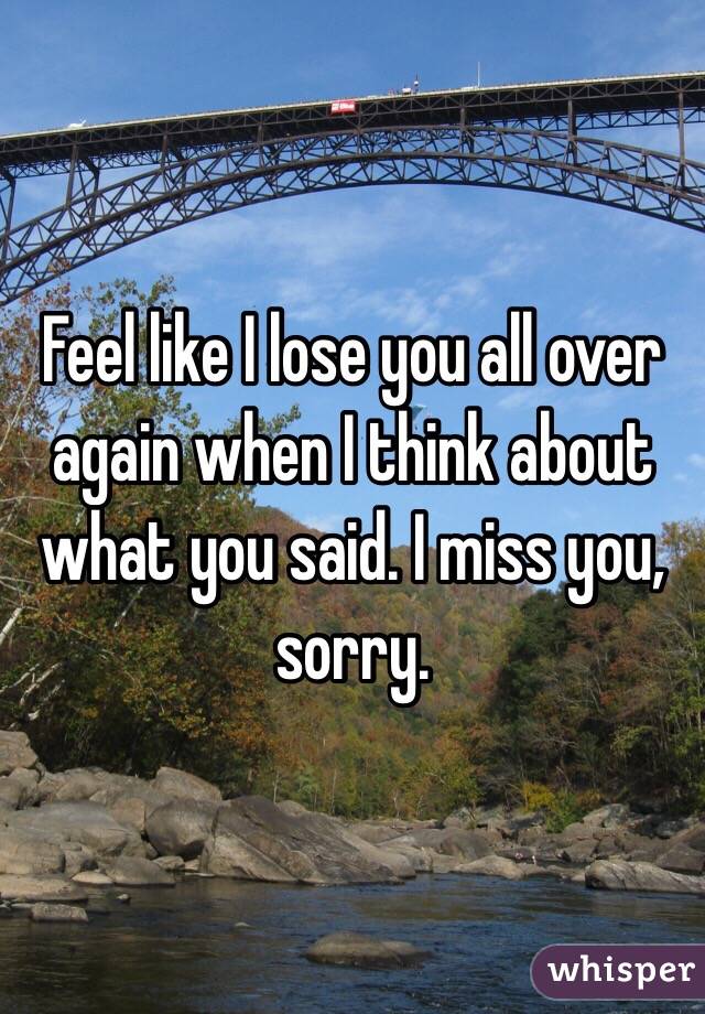 Feel like I lose you all over again when I think about what you said. I miss you, sorry.