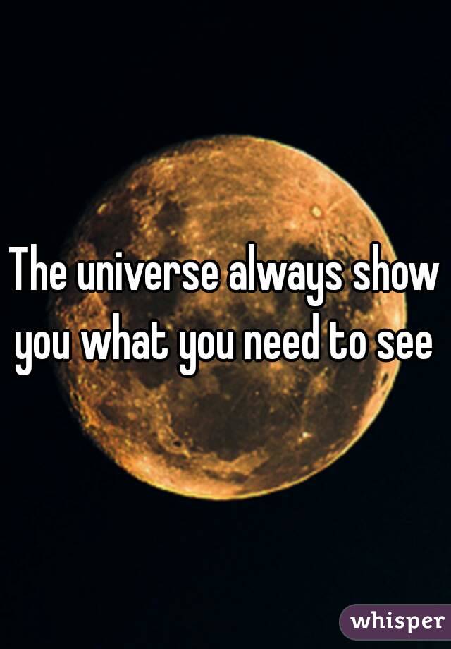 The universe always show you what you need to see 