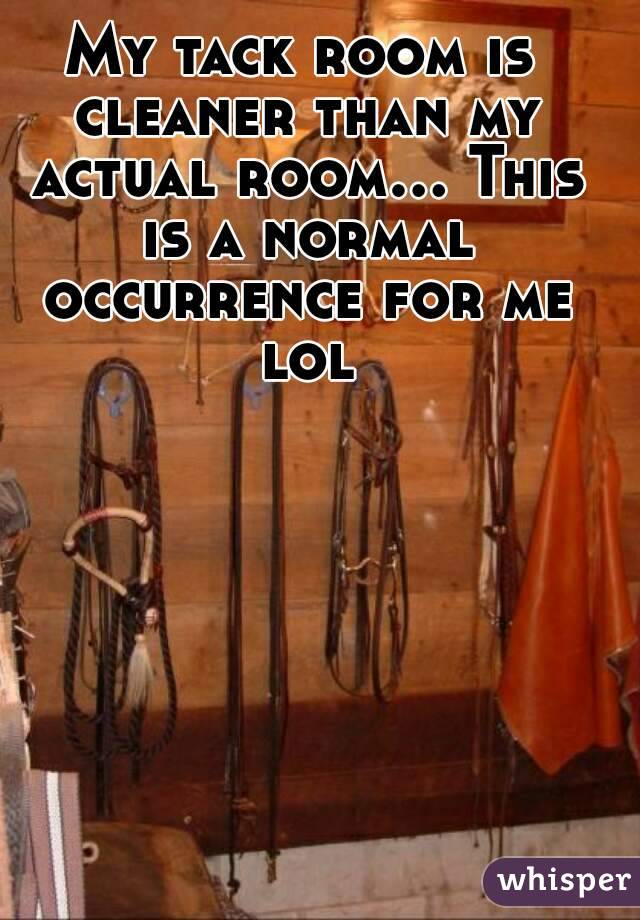 My tack room is cleaner than my actual room... This is a normal occurrence for me lol