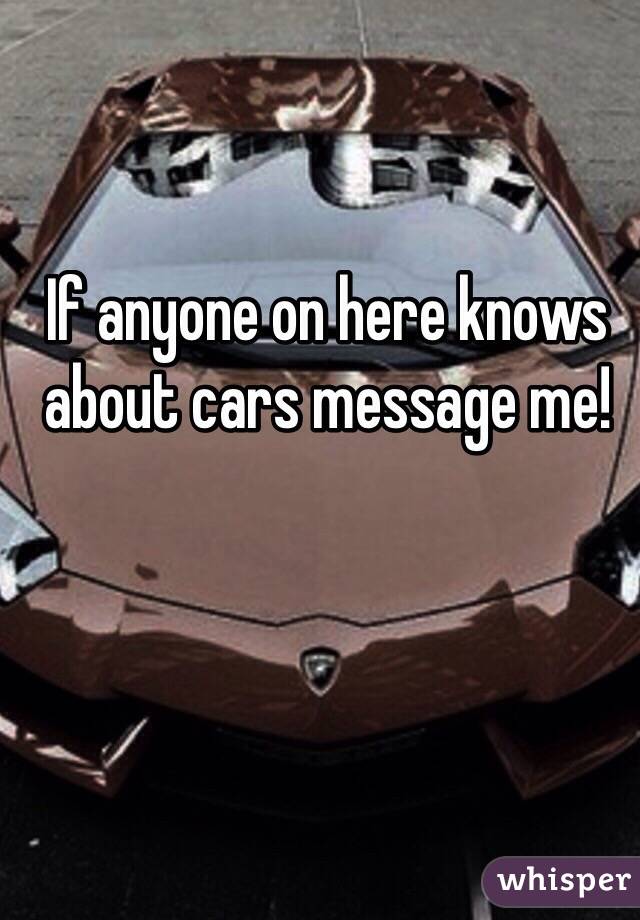 If anyone on here knows about cars message me!