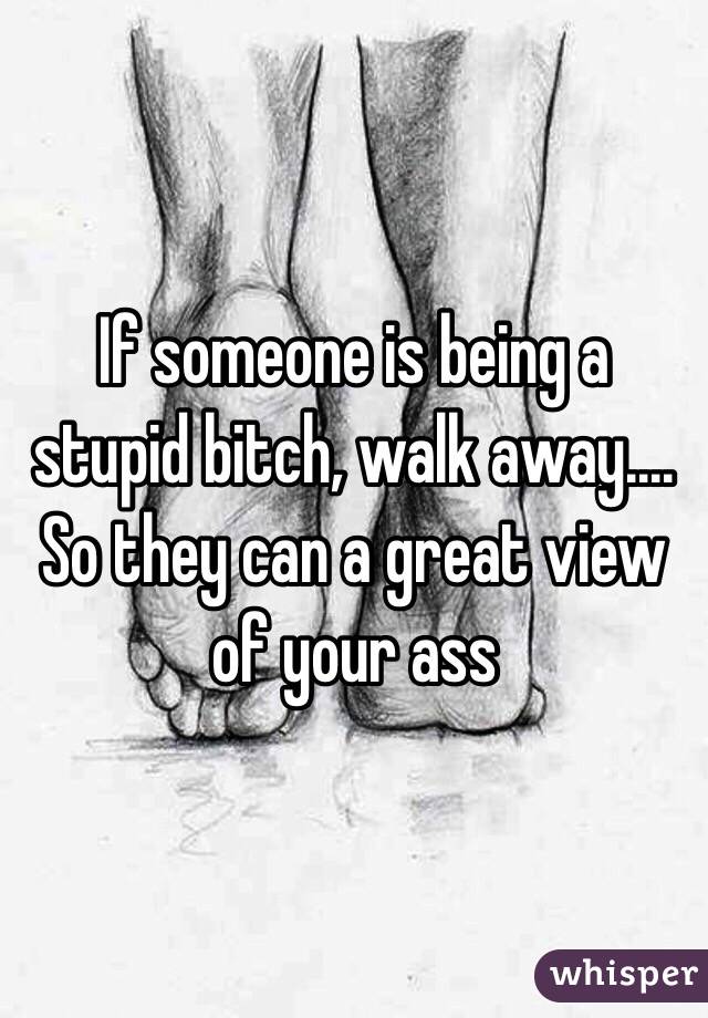 If someone is being a stupid bitch, walk away.... So they can a great view of your ass