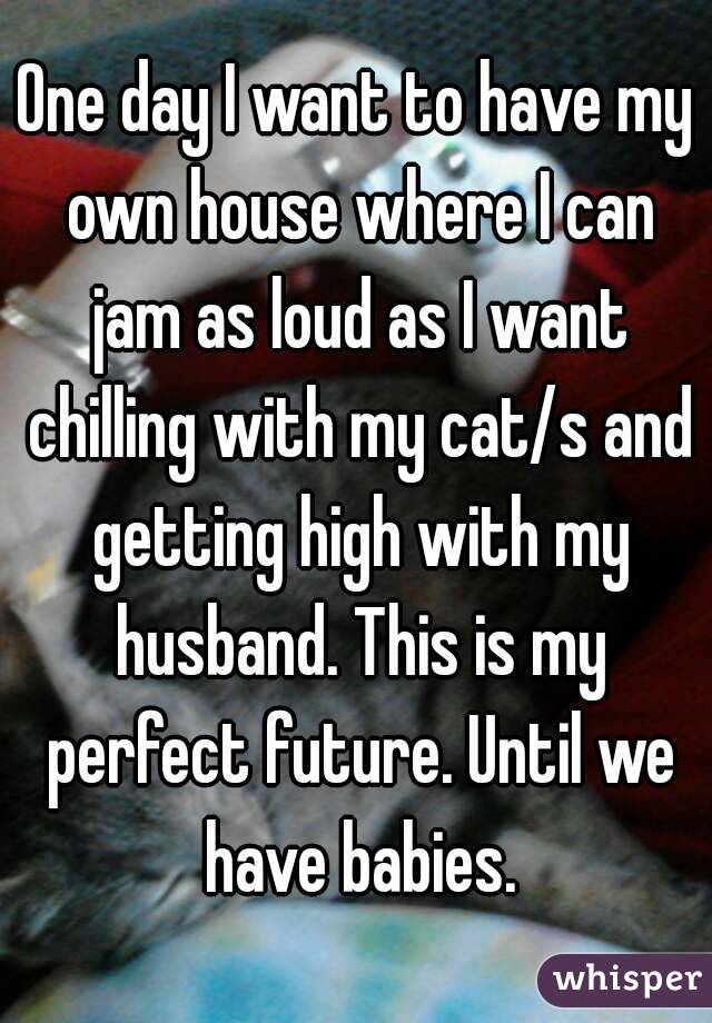 One day I want to have my own house where I can jam as loud as I want chilling with my cat/s and getting high with my husband. This is my perfect future. Until we have babies.