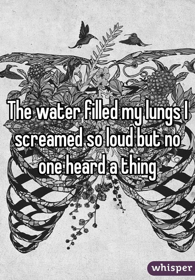 The water filled my lungs I screamed so loud but no one heard a thing