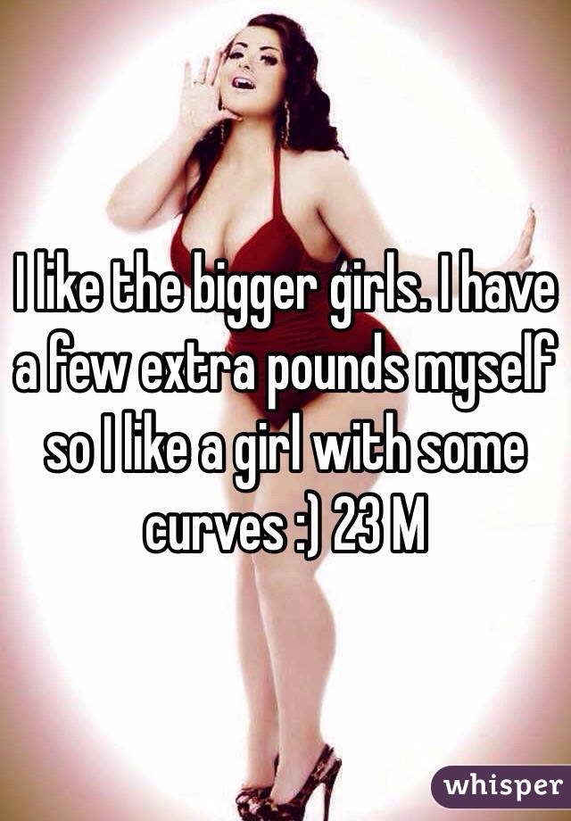 I like the bigger girls. I have a few extra pounds myself so I like a girl with some curves :) 23 M