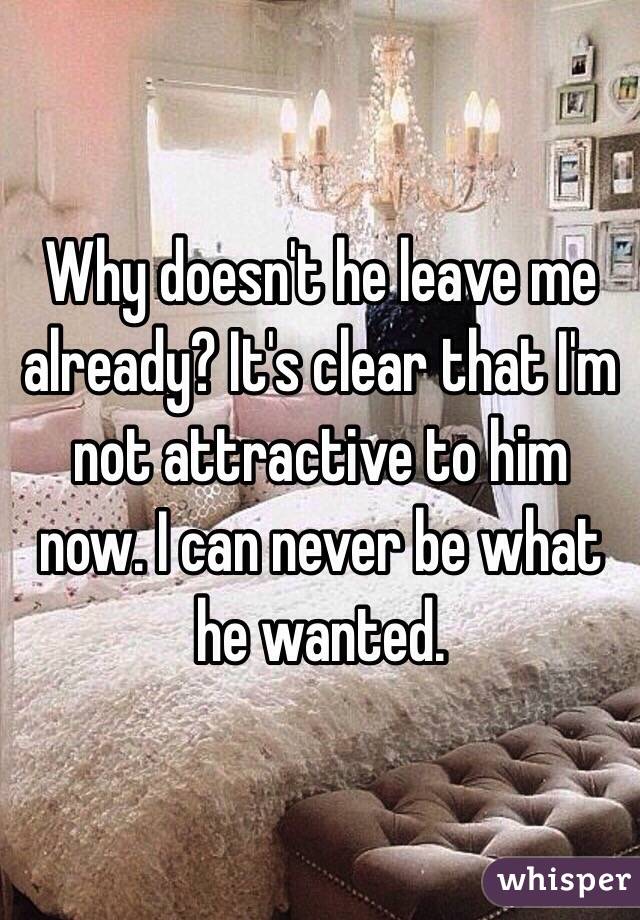 Why doesn't he leave me already? It's clear that I'm not attractive to him now. I can never be what he wanted. 