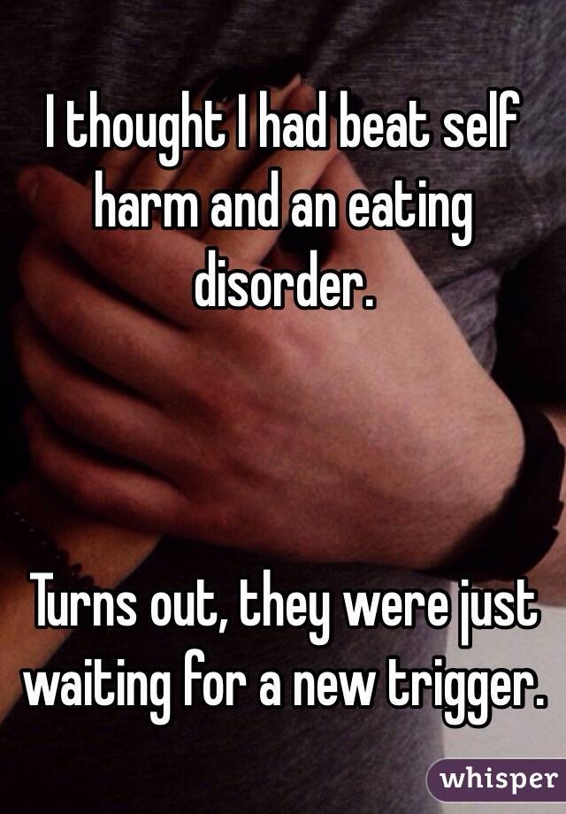 I thought I had beat self harm and an eating disorder. 



Turns out, they were just waiting for a new trigger.