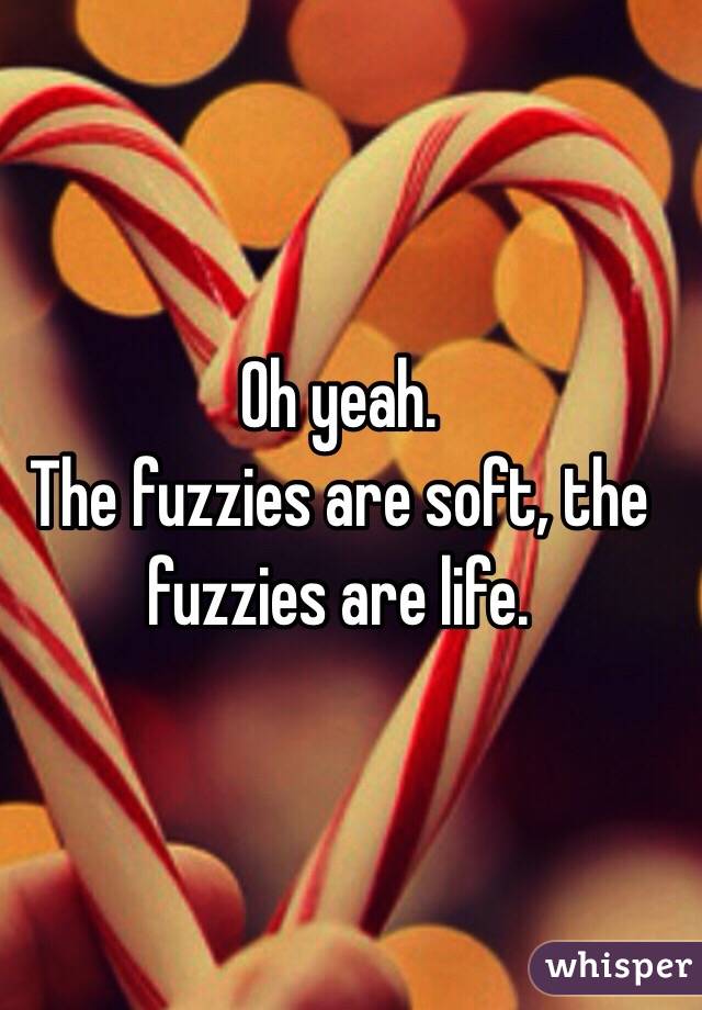 Oh yeah. 
The fuzzies are soft, the fuzzies are life.