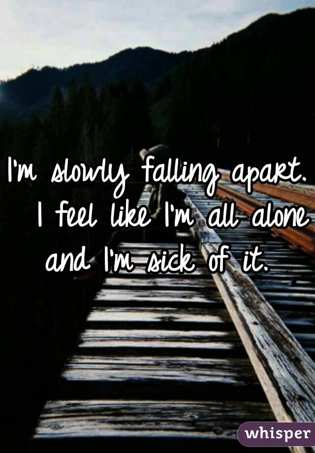 I'm slowly falling apart.  I feel like I'm all alone and I'm sick of it. 