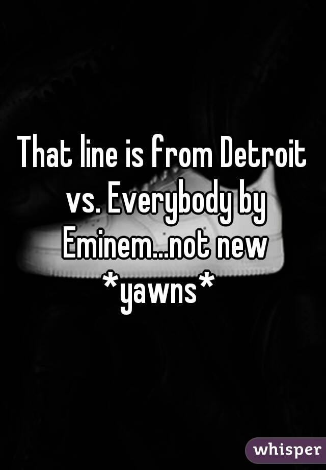 That line is from Detroit vs. Everybody by Eminem...not new *yawns*  