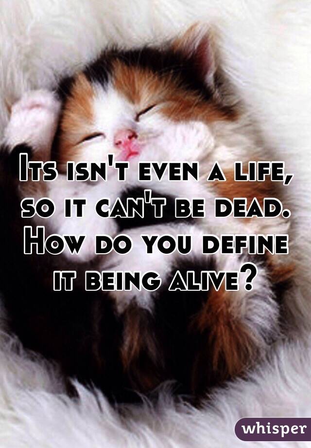 Its isn't even a life, so it can't be dead. How do you define it being alive?