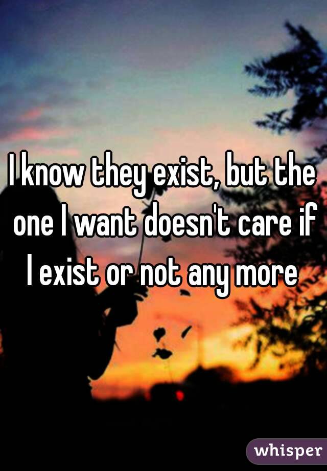 I know they exist, but the one I want doesn't care if I exist or not any more 