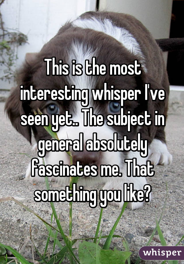 This is the most interesting whisper I've seen yet.. The subject in general absolutely fascinates me. That something you like?