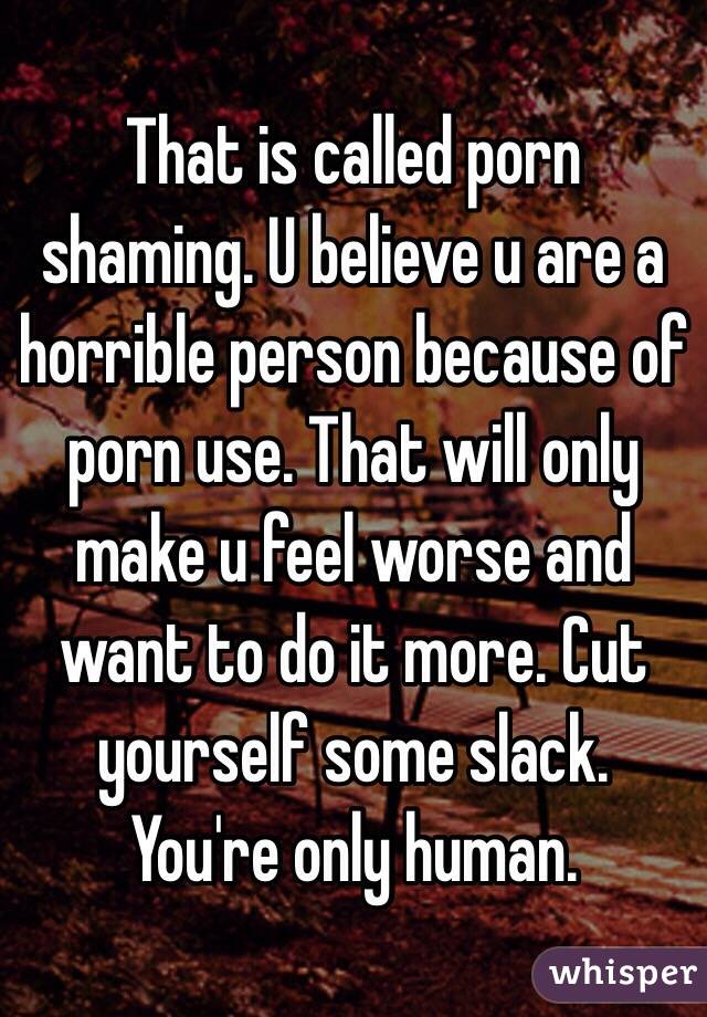 That is called porn shaming. U believe u are a horrible person because of porn use. That will only make u feel worse and want to do it more. Cut yourself some slack. You're only human. 