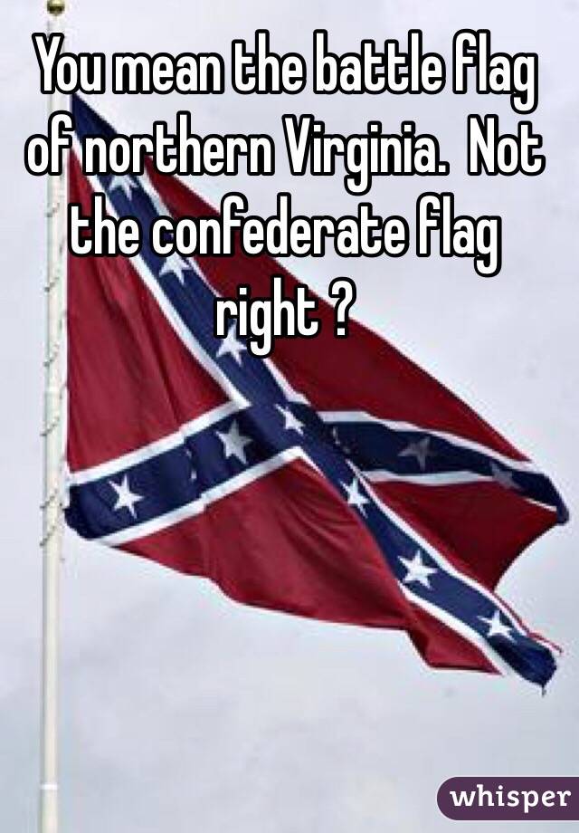 You mean the battle flag of northern Virginia.  Not the confederate flag right ?