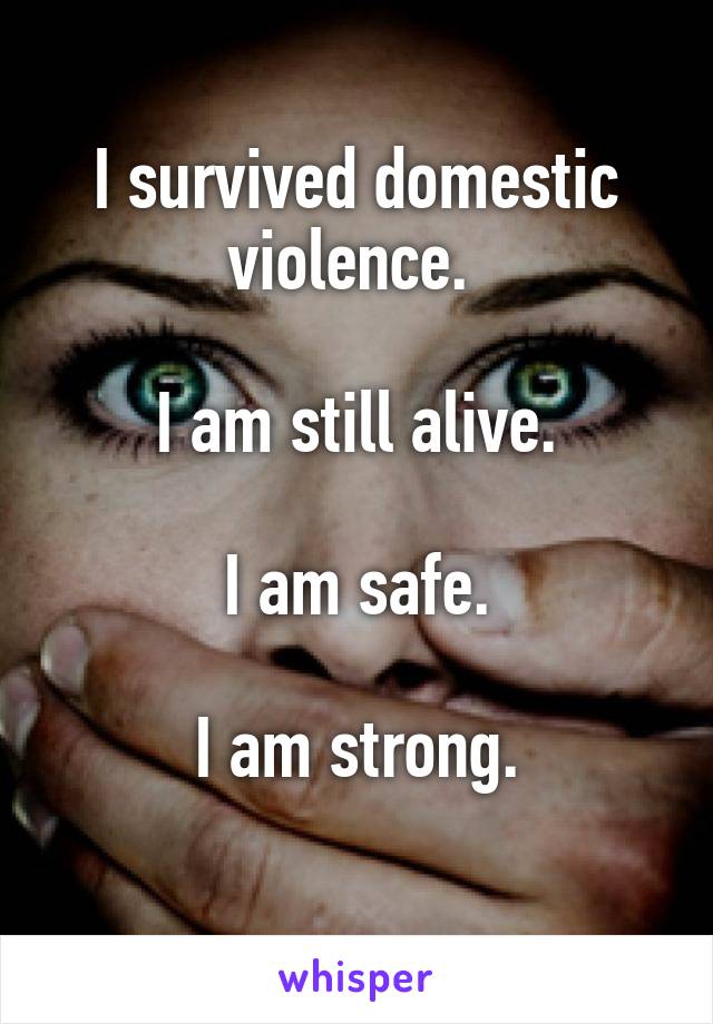 I survived domestic violence. 

I am still alive.

I am safe.

I am strong.

