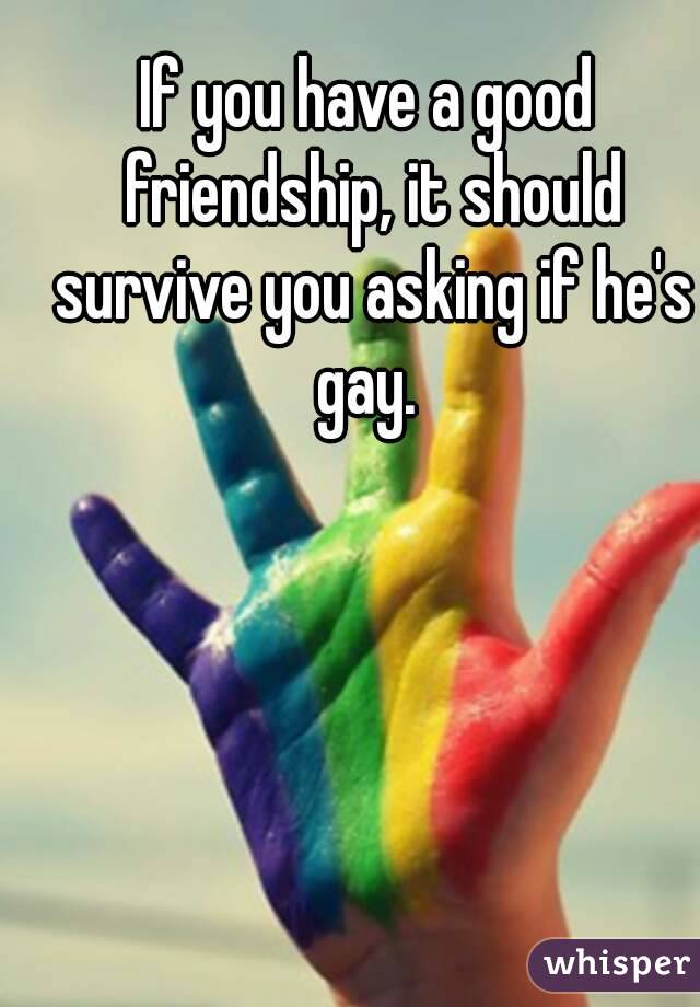 If you have a good friendship, it should survive you asking if he's gay. 