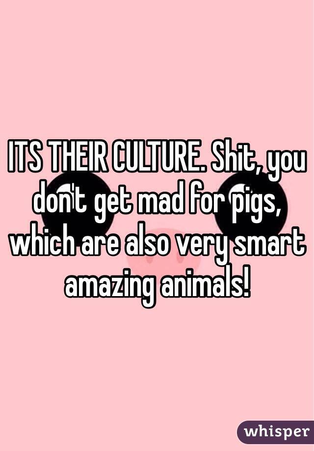 ITS THEIR CULTURE. Shit, you don't get mad for pigs, which are also very smart amazing animals! 
