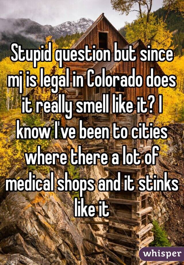 Stupid question but since mj is legal in Colorado does it really smell like it? I know I've been to cities where there a lot of medical shops and it stinks like it