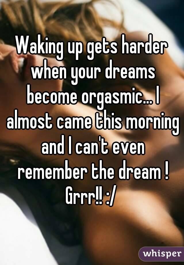 Waking up gets harder when your dreams become orgasmic... I almost came this morning and I can't even remember the dream ! Grrr!! :/ 