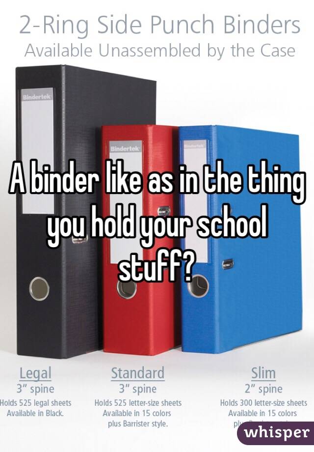 A binder like as in the thing you hold your school stuff?