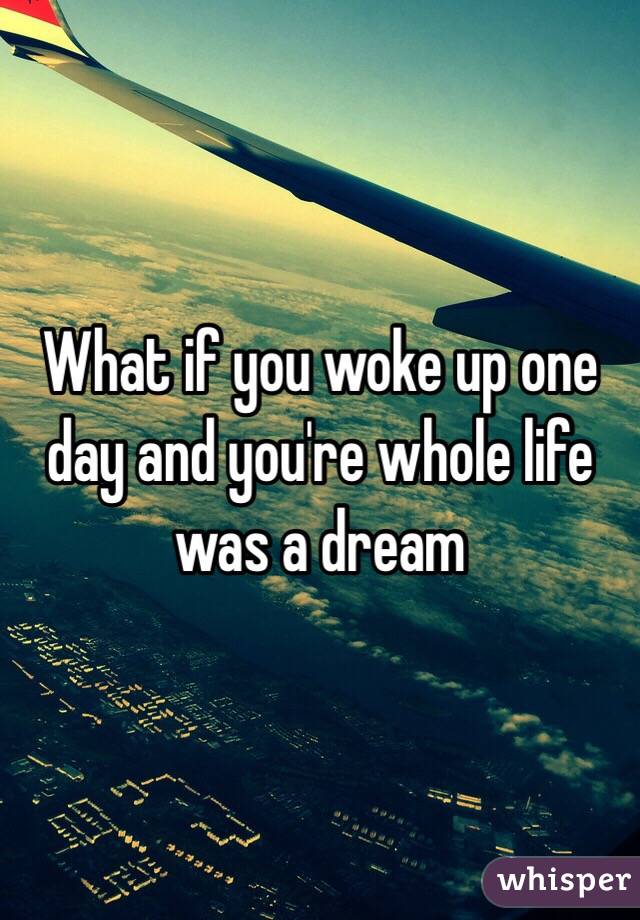 What if you woke up one day and you're whole life was a dream 