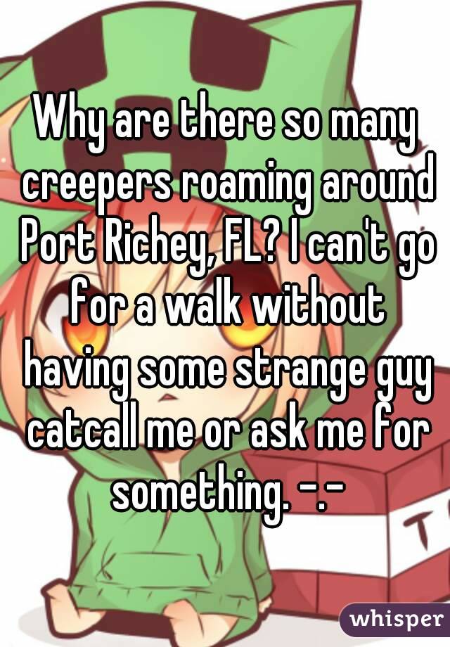 Why are there so many creepers roaming around Port Richey, FL? I can't go for a walk without having some strange guy catcall me or ask me for something. -.-