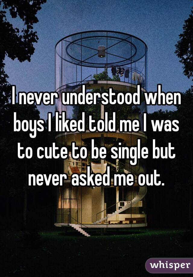 I never understood when boys I liked told me I was to cute to be single but never asked me out. 