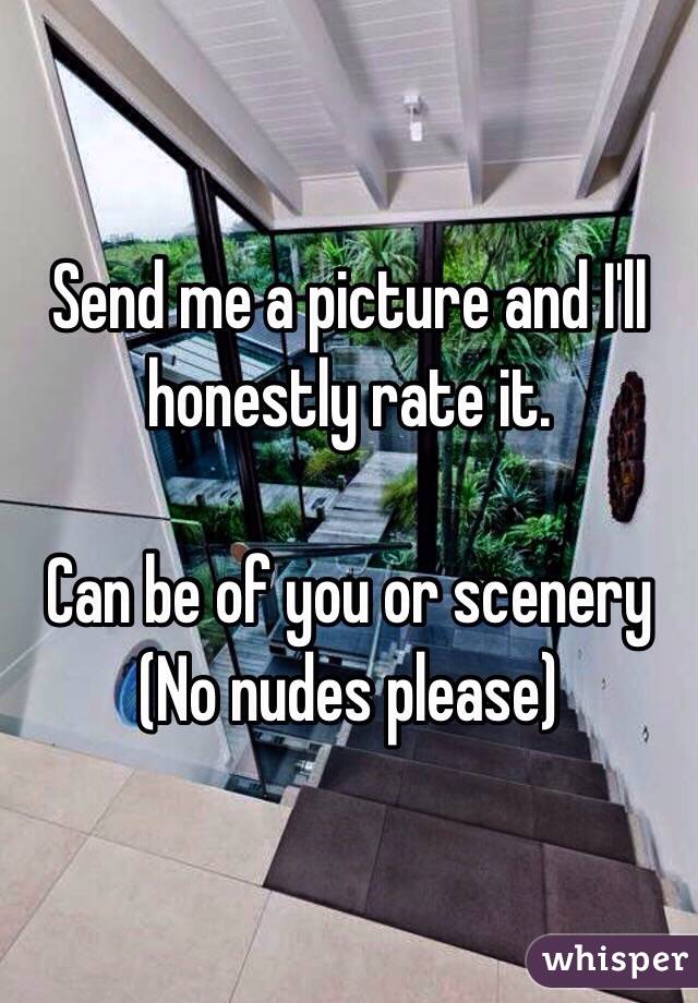 Send me a picture and I'll honestly rate it. 

Can be of you or scenery
(No nudes please) 