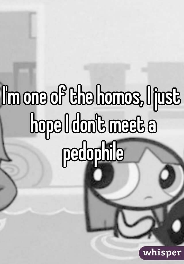 I'm one of the homos, I just hope I don't meet a pedophile