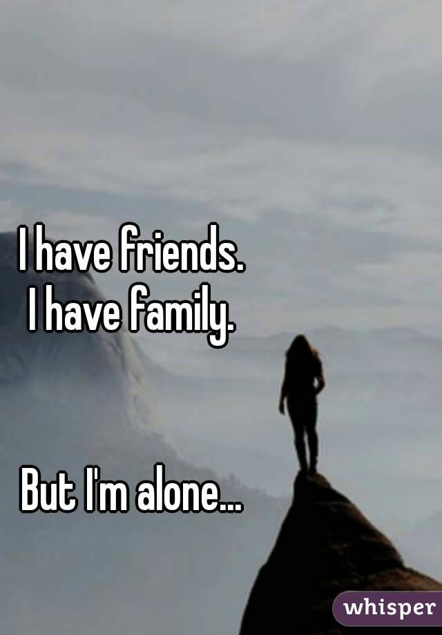 I have friends.
I have family.


But I'm alone...