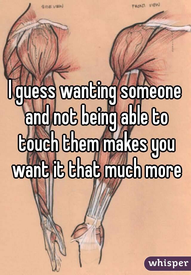 I guess wanting someone and not being able to touch them makes you want it that much more