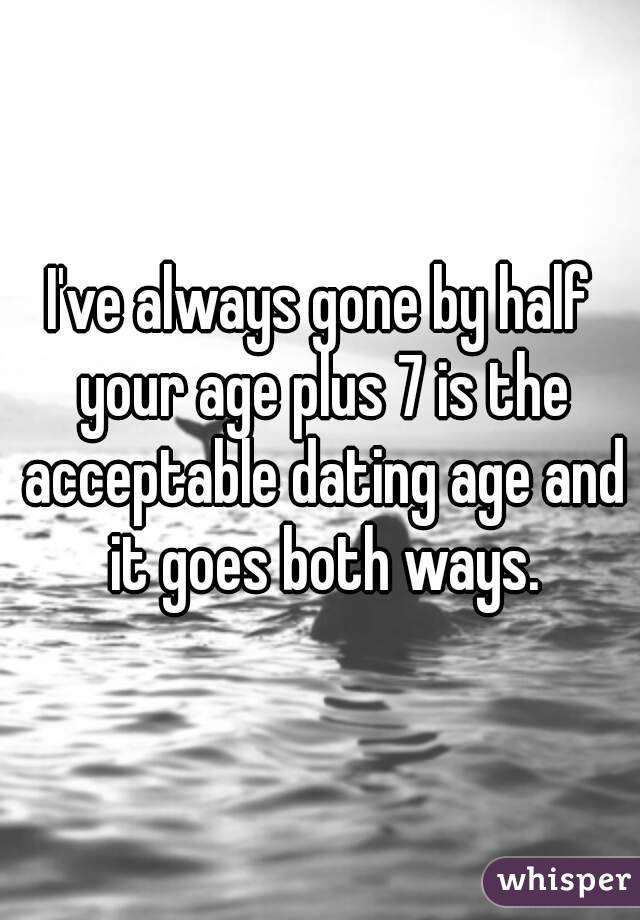 I've always gone by half your age plus 7 is the acceptable dating age and it goes both ways.